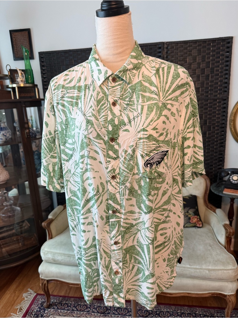 🦅 Margaritaville x Philadelphia Eagles Tropical Hawaiian Camp Shirt Men’s Large
